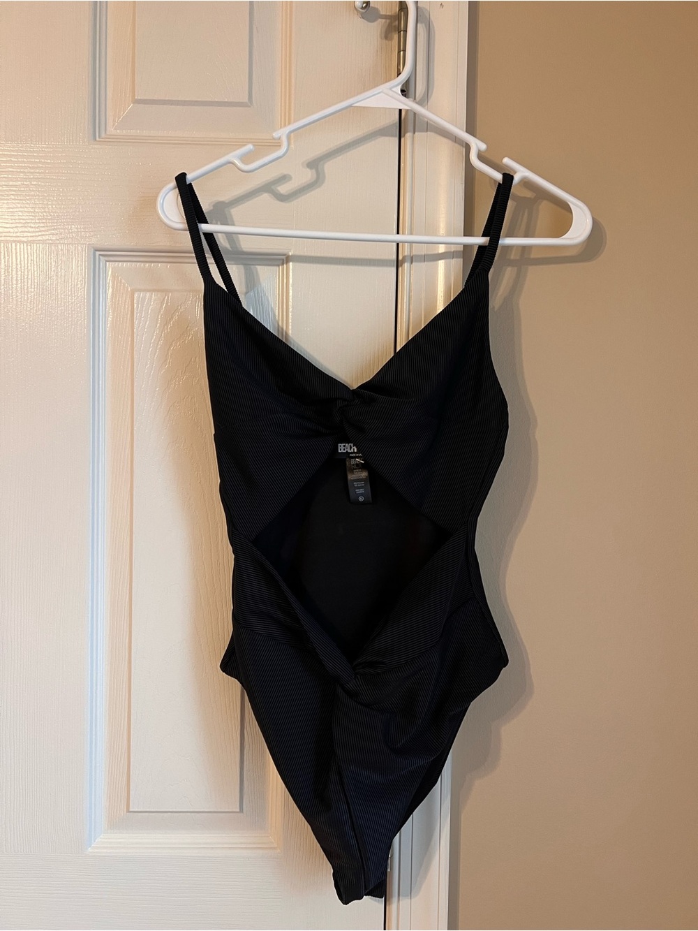 Beach Riot Aviva Cut-Out One-Piece Swimsuit Black Ribbed Medium